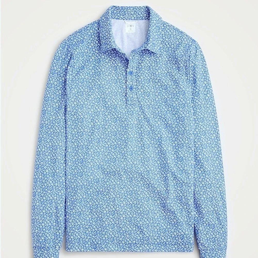 J.‎ Crew Long Sleeve Performance Polo Shirt COOLMAX Technology Men's XL Blue